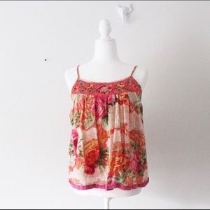Anthropologie Mystery Floral Spaghetti Strap Top
